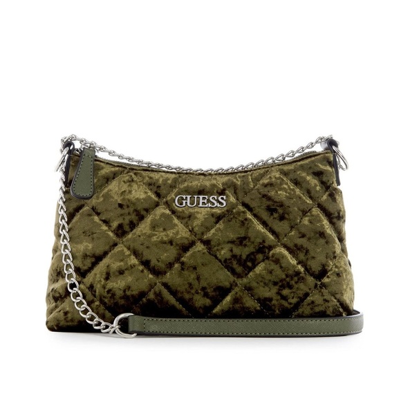 New GUESS Hoboken Velvet Zip-Top Crossbody - Picture 1 of 9
